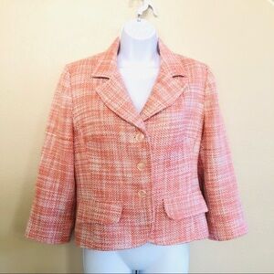Vintage GEORGIOU Studio Three Button Closure Tweed Wool Blend Notched Lapel Sz 8